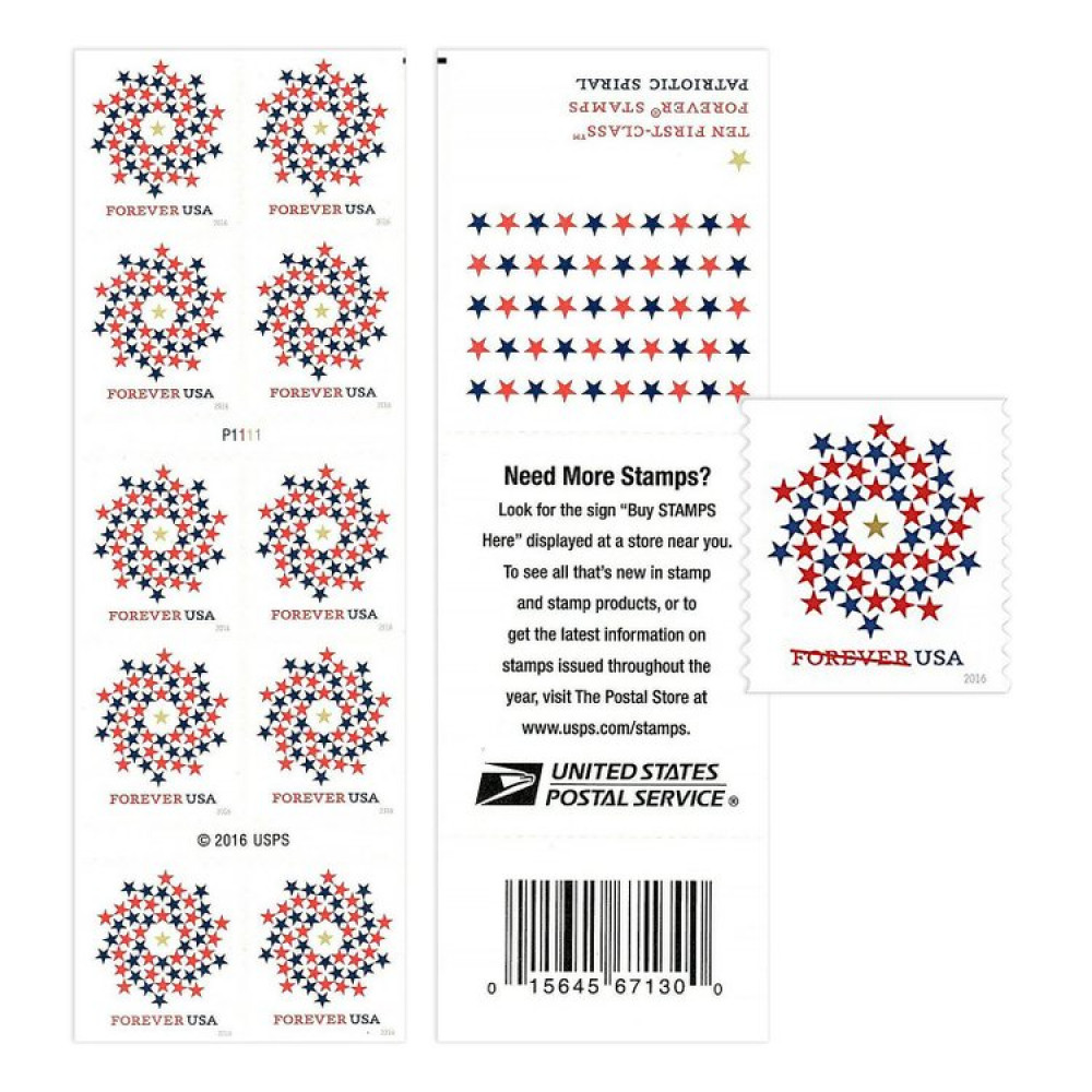 (2016) USPS Stars Red & Blue Forever Stamps
